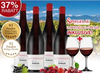 Ebrosia: Rioja mit 93-Parker-Punkten und Spiegelau-Gläsern für 44,90 Euro frei Haus