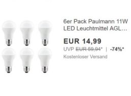 Ebay: Sechserpack LED-Leuchmittel als 60-Watt-Ersatz für 14,99 Euro