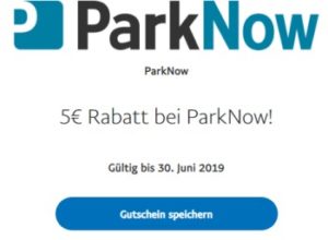 Gratis: Fünf Euro Rabatt bei "ParkNow" über Paypal