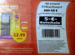 Penny: Gutschein über 5 Euro bei Einkauf über 40 Euro