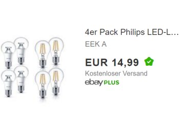 Phliips: LED-Lampen im Viererpack für 14,99 Euro frei Haus