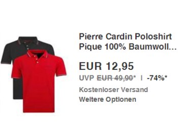 Pierre Cardin: Poloshirt via Ebay für 12,95 Euro frei Haus