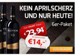 Weinvorteil: Sechserpaket Pluvium Premium Selection Bobal für 18,95 Euro frei Haus