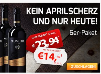 Sechserpaket Pluvium Premium Selection Bobal für 18,95 Euro frei Haus