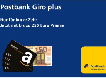 Bis zu 250 Euro Prämie für das kostenlose Girokonto der Postbank