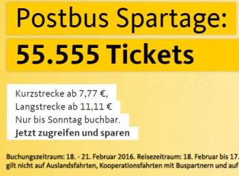 Postbus: Fernreisen ab 8,33 Euro dank Spartagen und Postbus-Karte