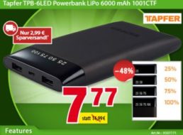 Völkner: Powerbank mit 6000 mAh für 10,76 Euro frei Haus