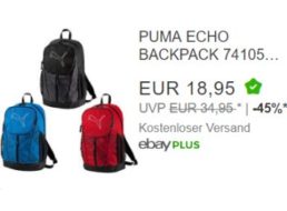 Puma: Rucksack "Echo" bei Ebay für 18,95 Euro frei Haus