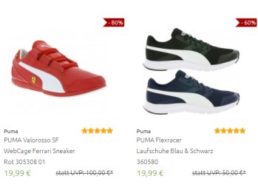 Puma: Sale bei Outlet46 mit Artikeln ab 4,99 Euro frei Haus