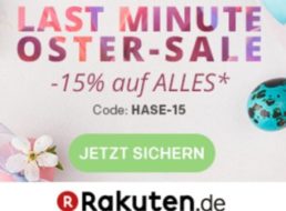 Rakuten: 15 Prozent auf alles für 24 Stunden, auch auf rabattierte Artikel