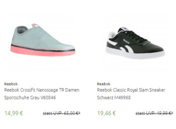 Rebook: Sneaker ab 14,99 Euro frei Haus via Outlet46