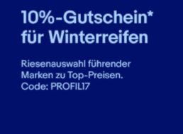 Ebay: 10 Prozent Rabatt auf Reifen bei Zahlung mit Paypal