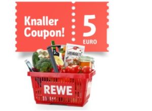 Rewe: 5 Euro App-Rabatt für Lieferservice und Laden vor Ort 