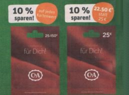 Rewe: Guthabenkarten von C&A sowie H&M mit bis zu 20 Prozent Rabatt