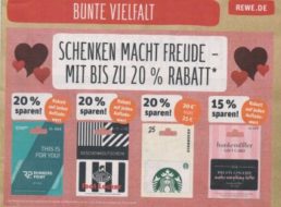 Rewe: Guthabenkarten für Starbucks und andere mit 20 Prozent Rabatt