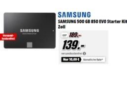 Mediamarkt: Samsung 850 Evo Starter Kit mit USB-Adapter für 139 Euro