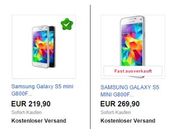 Samsung Galaxy S5 Mini ohne SIM-Lock für 219,90 Euro frei Haus