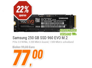 Samsung: PCI-SSD mit 250 GByte für 77 Euro frei Haus