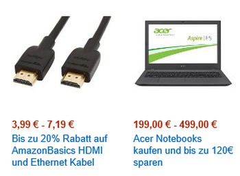 Amazon: Samsung-TVs und Acer-Notebooks stark reduziert 