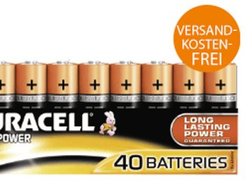 Saturn: Duracell 40er-Pack AA für 17,99 Euro frei Haus