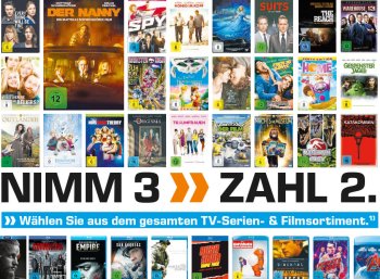 Drei DVDs oder Blu-rays zum Preis von zweien