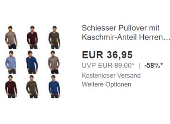 Schiesser: Pullover mit Kaschmir-Anteil für 36,95 Euro frei Haus