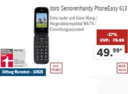 Lidl: Gut bewertetes Seniorenhandy doro PhoneEasy 613 zum Bestpreis von 49,99 Euro