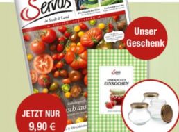 Gratis: Einkoch-Buch und zwölf Gläser zu "Servus" für 9,90 Euro