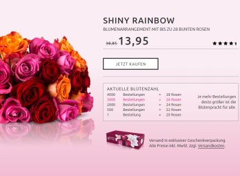 Miflora: 26 - 28 Rosen für 18,90 Euro frei Haus