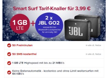 Tarifhaus: GByte-Datenflat mit 50 Frei-SMS und Freiminuten & Lautsprechern für 3,99 Euro