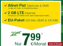 Smartmobil: Volks-Flat mit zwei GByte LTE, Allnet-Flat und SMS-Flat für 7,99 Euro