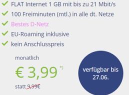 D-Netz: Flat mit 100 Minuten und einem GByte für 3,99 Euro im Monat