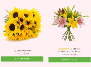 Blumeideal: Strauß aus zwölf Sonnenblumen für 18,94 Euro frei Haus