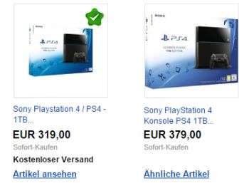 Sony Playstation 4 mit einem TByte für 319 Euro frei Haus