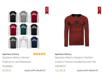 Spartans History: Pullover und Hoodies ab 6,99 Euro frei Haus