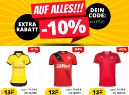 Sportspar: Fußball-Trikots ab 7,99 Euro mit 10 Prozent Extra-Rabatt