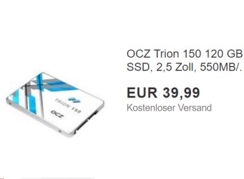 Ebay: SSD OCZ Trion 150 mit 120 GByte für 39,99 Euro frei Haus