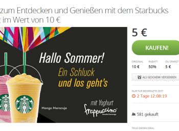 Starbucks-Rabatt von fünf Euro via Groupon bis Ende des Jahres