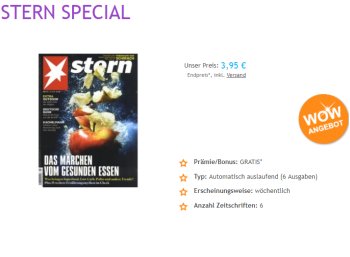 Wieder da: Sechs Ausgaben "Stern" mit automatischem Ende für 3,95 Euro