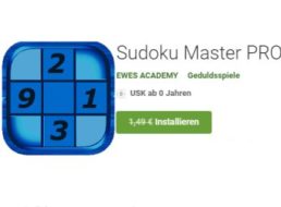 Gratis: App "Sudoku Master Pro" für kurze Zeit zum Nulltarif