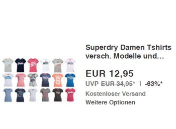 Superdry: Damen-T-Shirts für 10,36 Euro frei Haus dank Gutschein