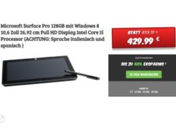 Dealclub: Microsoft Surface Pro mit 128 GByte für 429,99 Euro