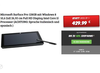 https://www.discountfan.de/microsoft-surface-unter-500-euroDealclub: Microsoft Surface Pro mit 128 GByte für 429,99 Euro