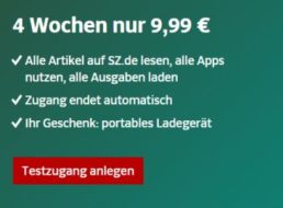 SZ: Vier Wochen digitale Ausgabe lesen plus Powerbank für 9,99 Euro