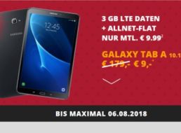 Sparhandy: Galaxy Tab A 10.1 LTE mit Datenflat zum Schnäppchenpreis