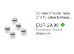 Ebay: Fünf Rauchwarnmelder mit Zehnjahresbatterie für 29,99 Euro frei Haus