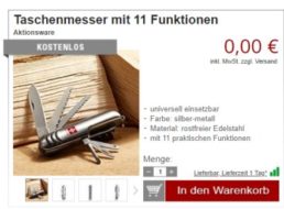 Druckerzubehoer.de: Taschenmesser mit 11 Funktionen für 5,97 Euro frei Haus