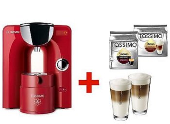 Ebay: Tassimo Charmy mit WMF-Gläsern und Coupons (50 Euro) für 79,99 Euro