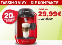 Tassimo Vivy: Kapselmaschine mit Gutscheinen über 20 Euro für 29,99 Euro