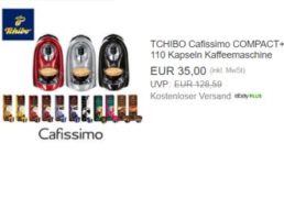 Tchibo: Cafissimo Compact mit 110 Kapseln für 35 Euro frei Haus